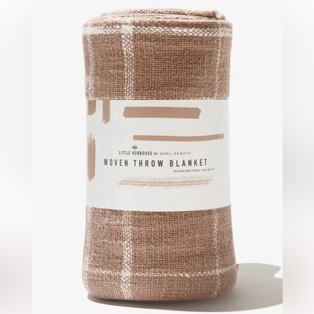 NWT Little Korboose Woven Throw Blanket - Taupe